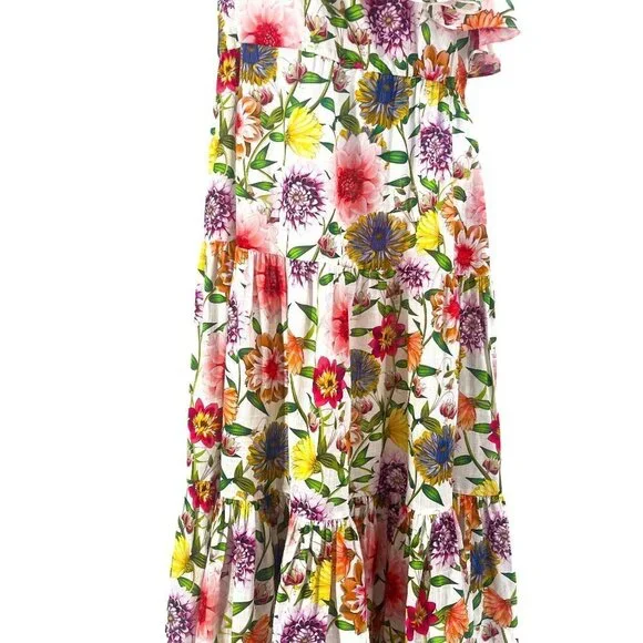 NEW Borgo De Nor Petra One Shoulder Ruffle Midi Dress Tiered Floral Print - Picture 12 of 16